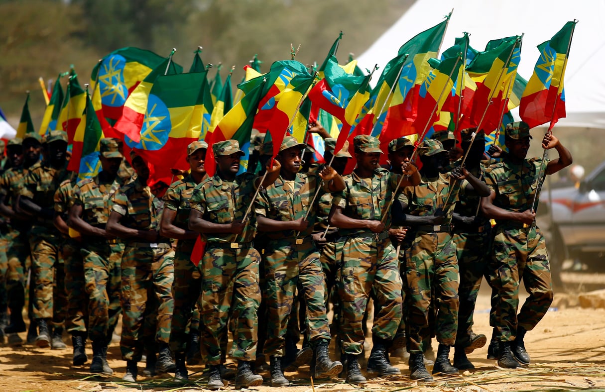 Militaires éthiopiens lors de la commémorant du 121 eme anniversaire de la bataille d’Adwa face aux Italiens, le 2 mars 2017 (illustration). © REUTERS/Tiksa Negeri