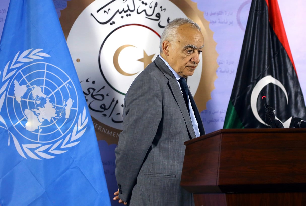 Ghassan Salamé, envoyé spécial des Nations unies, lors d’une conférence de presse à Tripoli, le 12 septembre 2018 (image d’illustration). © MAHMUD TURKIA/AFP