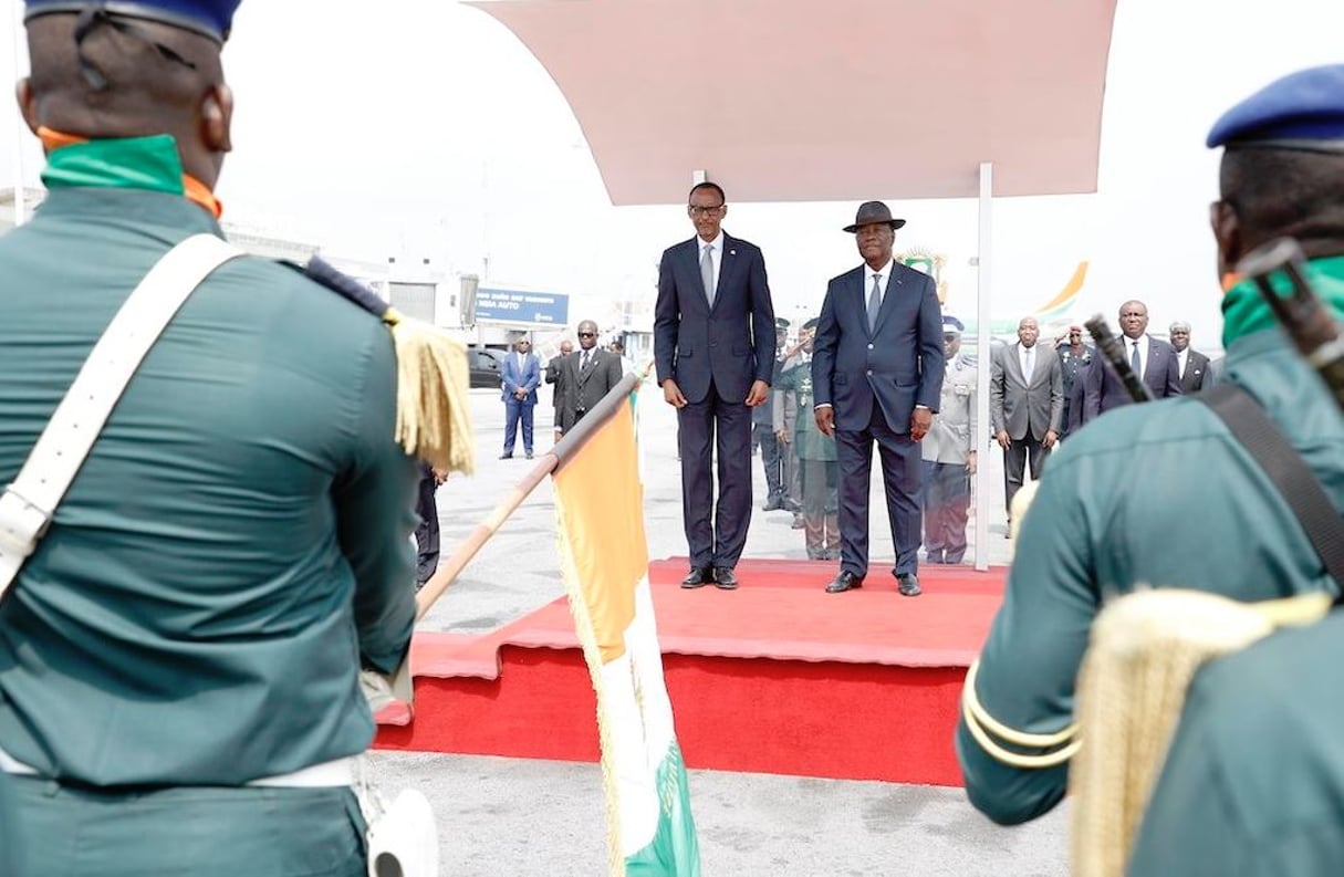 Paul Kagame, président rwandais, et Alassane Ouattara, à Abidjan le mercredi 19 décembre 2018. © DR / Présidence Côte d’Ivoire