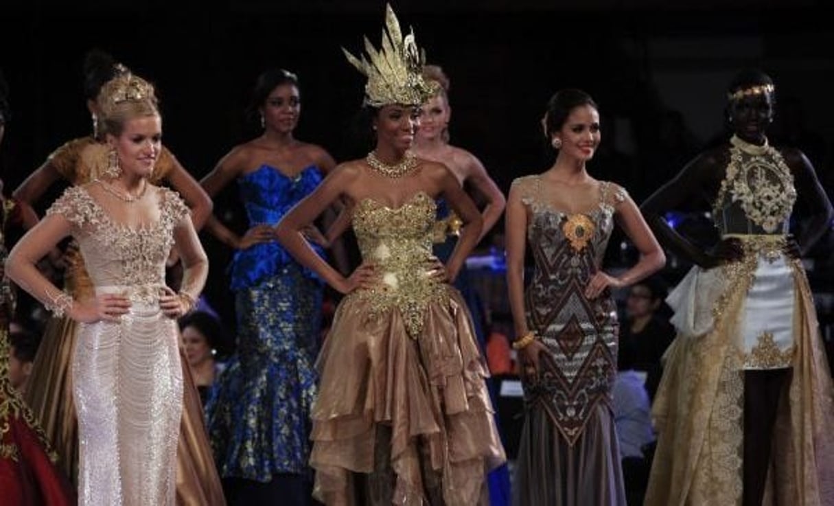 Édition 2013 de Miss Monde, à laquelle participait la Miss Cameroun Denies Valerie Ayena (2e à gauche) © Firdia Lisnawati/AP/SIPA