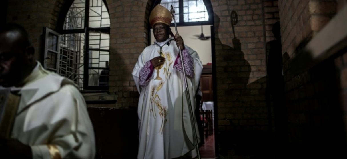 L’archevêque de Kinshasa Fridolin Ambongo à la cathédrale de Notre-Dame de Kinshasa le 24 décembre 2018. © MARCO LONGARI, AFP