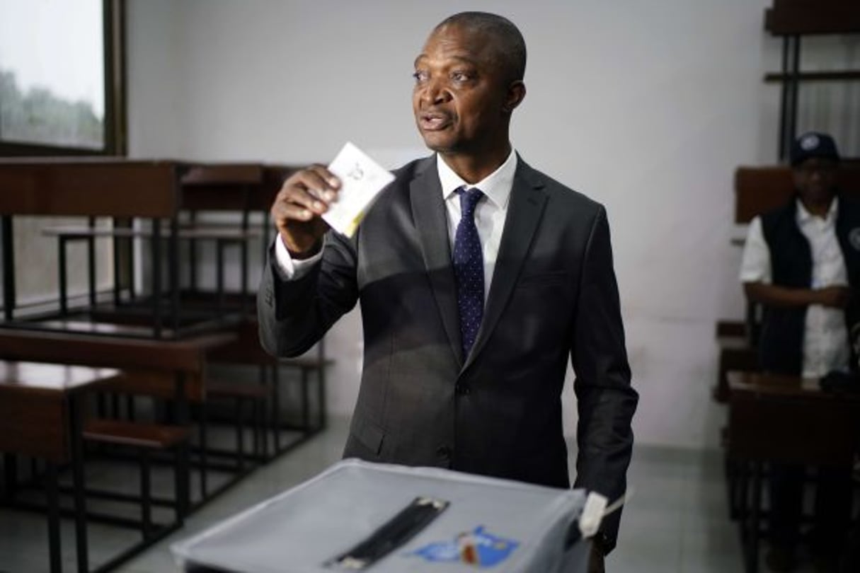 Emmanuel Ramazani Shadary lors du scrutin présidentiel en RDC du 30 décembre 2018. © Jerome Delay/AP/SIPA