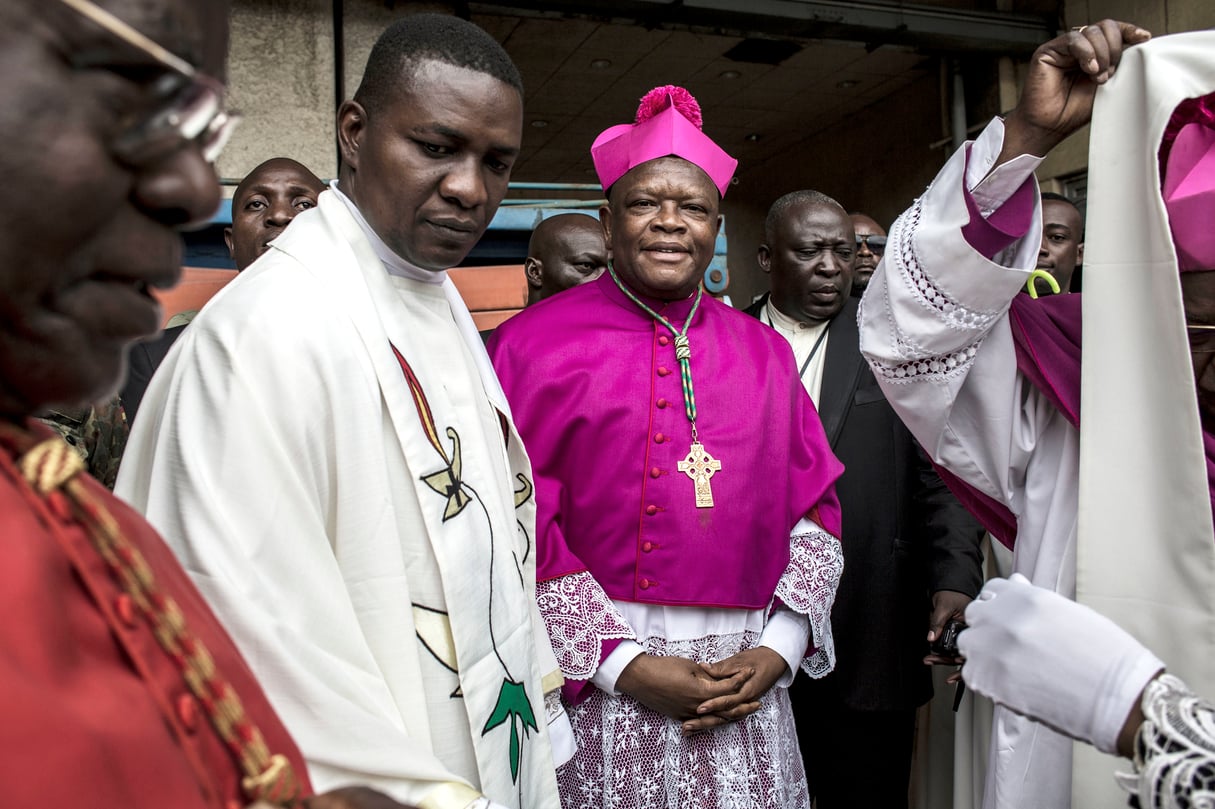 L’archevêque de Kinshasa, Fridolin Ambongo, lors de son installation, le 25 novembre. © John WESSELS/AFP