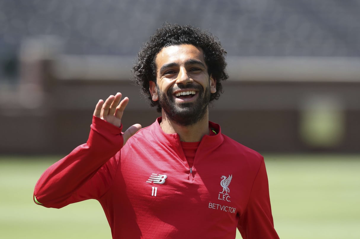 Mohamed Salah, lors d'un entraînement en 2017. &copy; Carlos Osorio/AP/SIPA