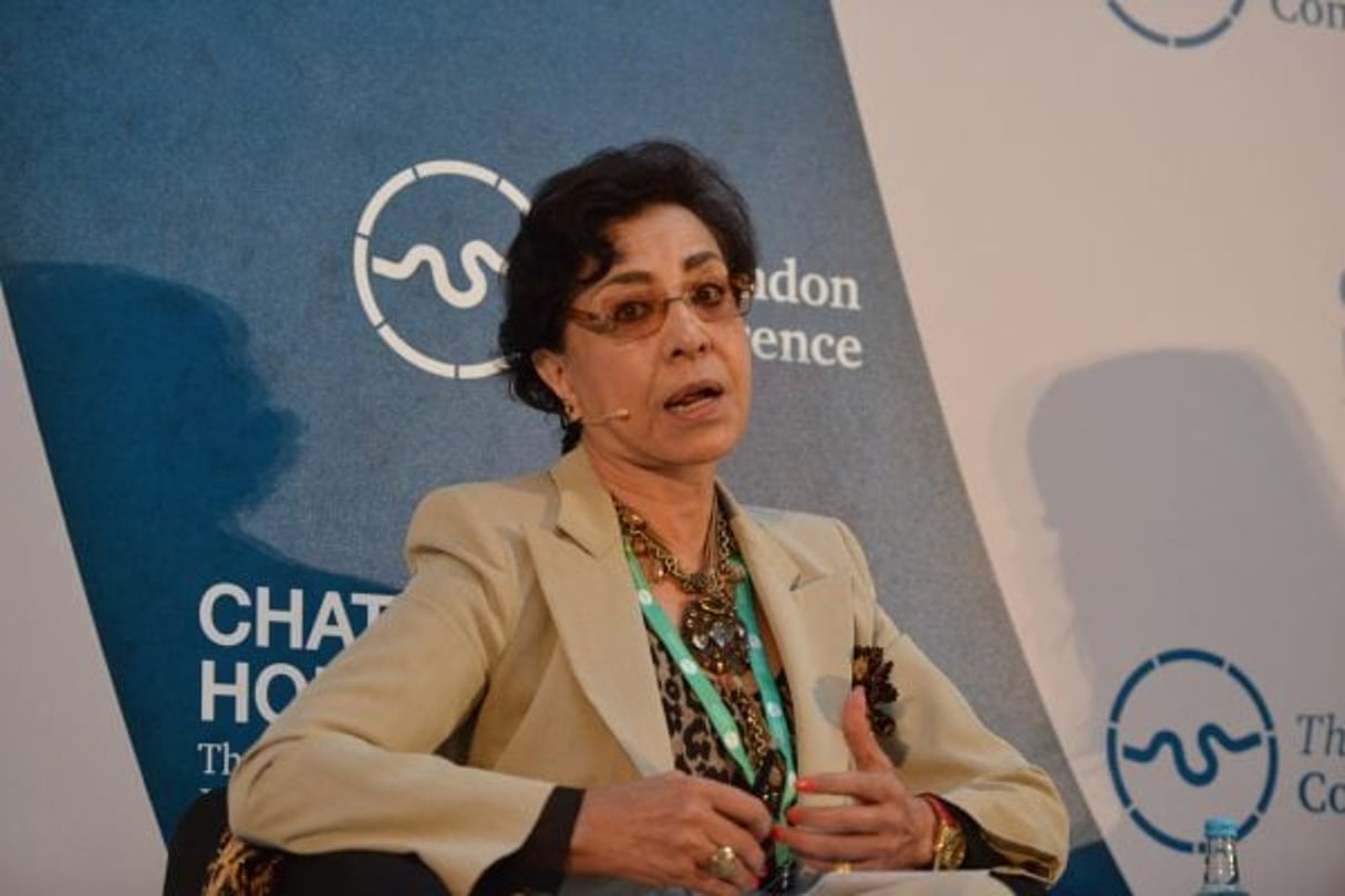 Assia Bensalah Alaoui, ambassadrice iténérante du Roi Mohammed VI, lors d’une conférence à Londres, le 2 juin 2015. © Chatham House/CC/Flickr