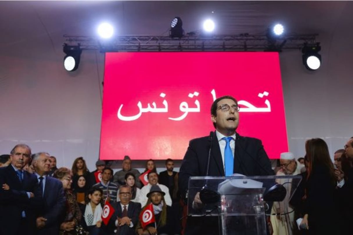 Au lancement du nouveau parti Tahya Tounes (Vive la Tunisie), le 27 janvier à Monastir, avec notamment Selim Azzabi au pupitre. © Nicolas Fauqué pour JA