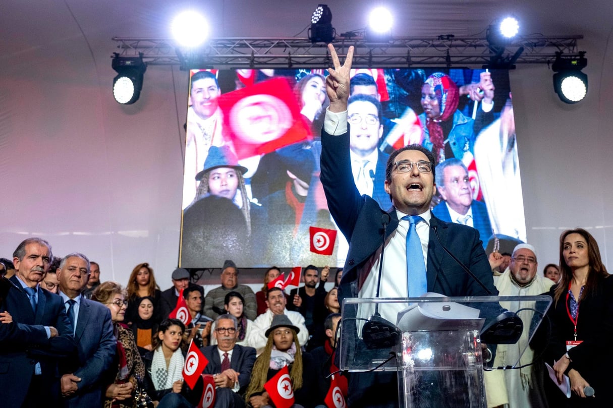 Selim Azzabi lors du lancement du nouveau parti Tahya Tounes (Vive la Tunisie), le 27 janvier 2019 à Monastir. © Nicolas Fauqué pour JA