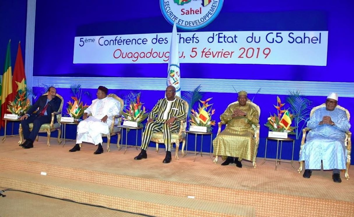 Les présidents des cinq pays membres du G5 Sahel, réunis mardi 5 février 2019 à Ouagadougou. © DR / Présidence du Burkina Faso