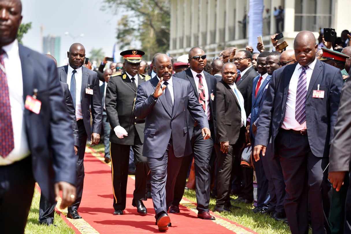 Joseph Kabila, lors de l’investiture de son successeur, le 24 janvier,à Kinshasa. © Olivia Acland/REUTERS