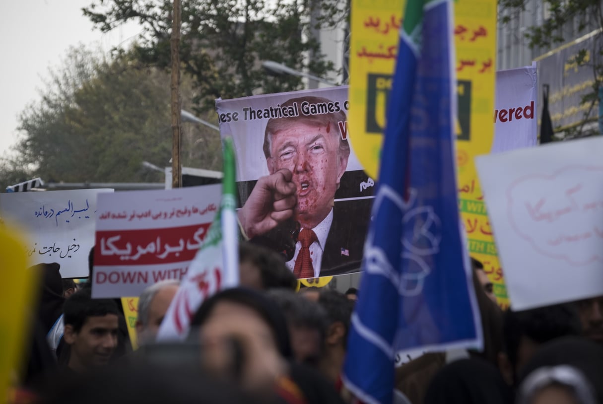 Manifestation anti-américaine à Téhéran en novembre 2018. © MORTEZA NIKOUBAZL/SIPA