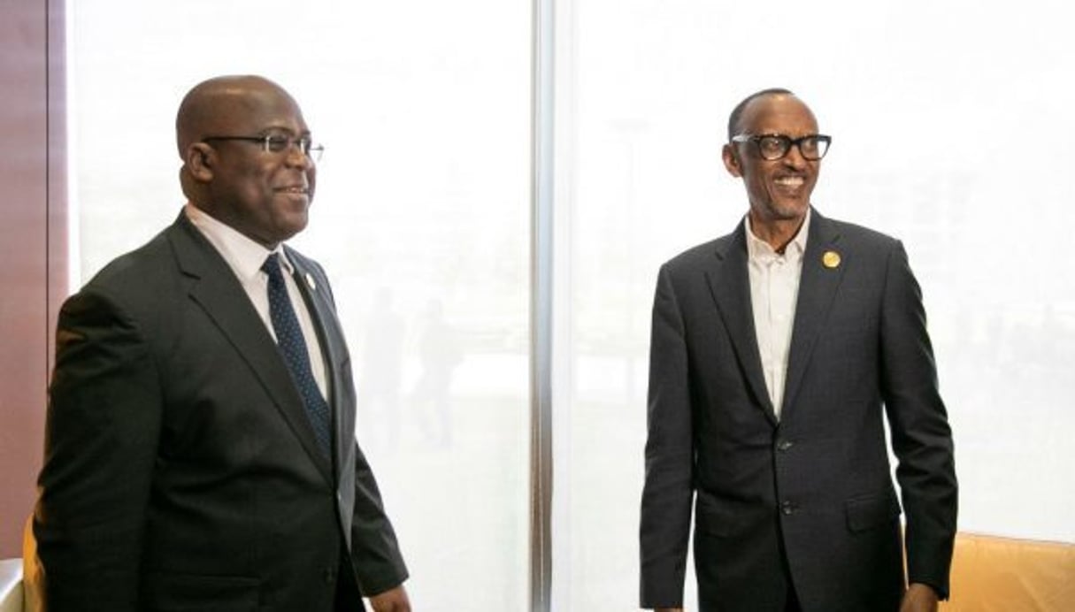 Félix Tshisekedi (à g.) et Paul Kagame. © Creative Commons / présidence rwandaise