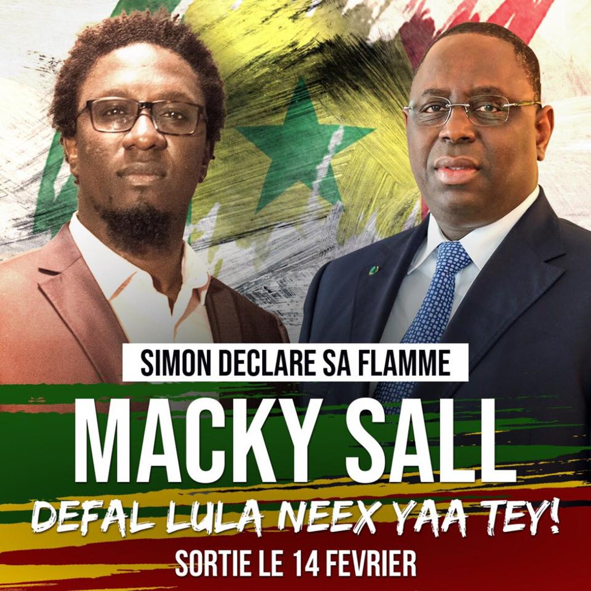 Affiche du morceau « Yaa Tey ! » du rappeur Simon Kouka, dans lequel il « déclare sa flamme » à Macky Sall. © Facebook/Simon Kouka
