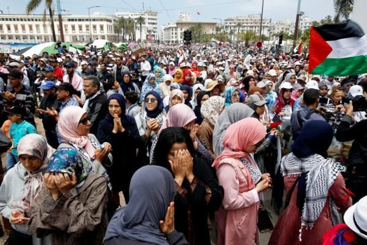 Rassemblement propalestinien organisé par Al Adl Wal Ihsane, en mai 2018. © Youssef Boudlal/REUTERS