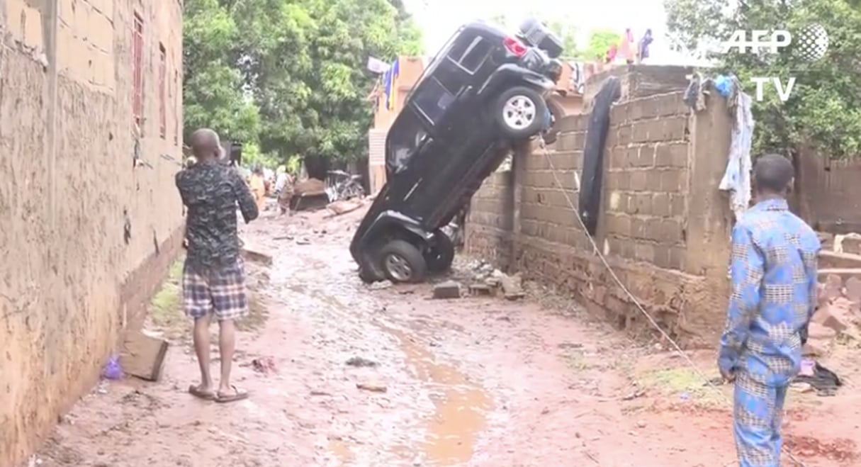 Un exemple des dégâts provoqués par les inondations à Bamako mi-mai 2019. © Capture vidéo AFPTV/Bamako