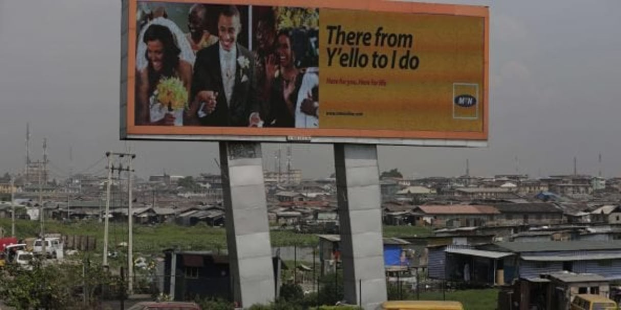 Une publicité pour MTN à Lagos en novembre 2015. © Sunday Alamba/AP/SIPA