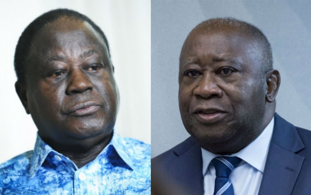 Henri Konan Bédié et Laurent Gbagbo (photos d’archives). © Photomontage: Vincent Fournier/Jeune Afrique / Peter Dejong/AP/SIPA