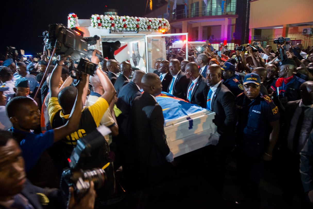A l'arrivée du cercueil d'Etienne Tshisekedi, à Kinshasa, le 30 mai 2019. &copy; Colin Delfosse pour Jeune Afrique