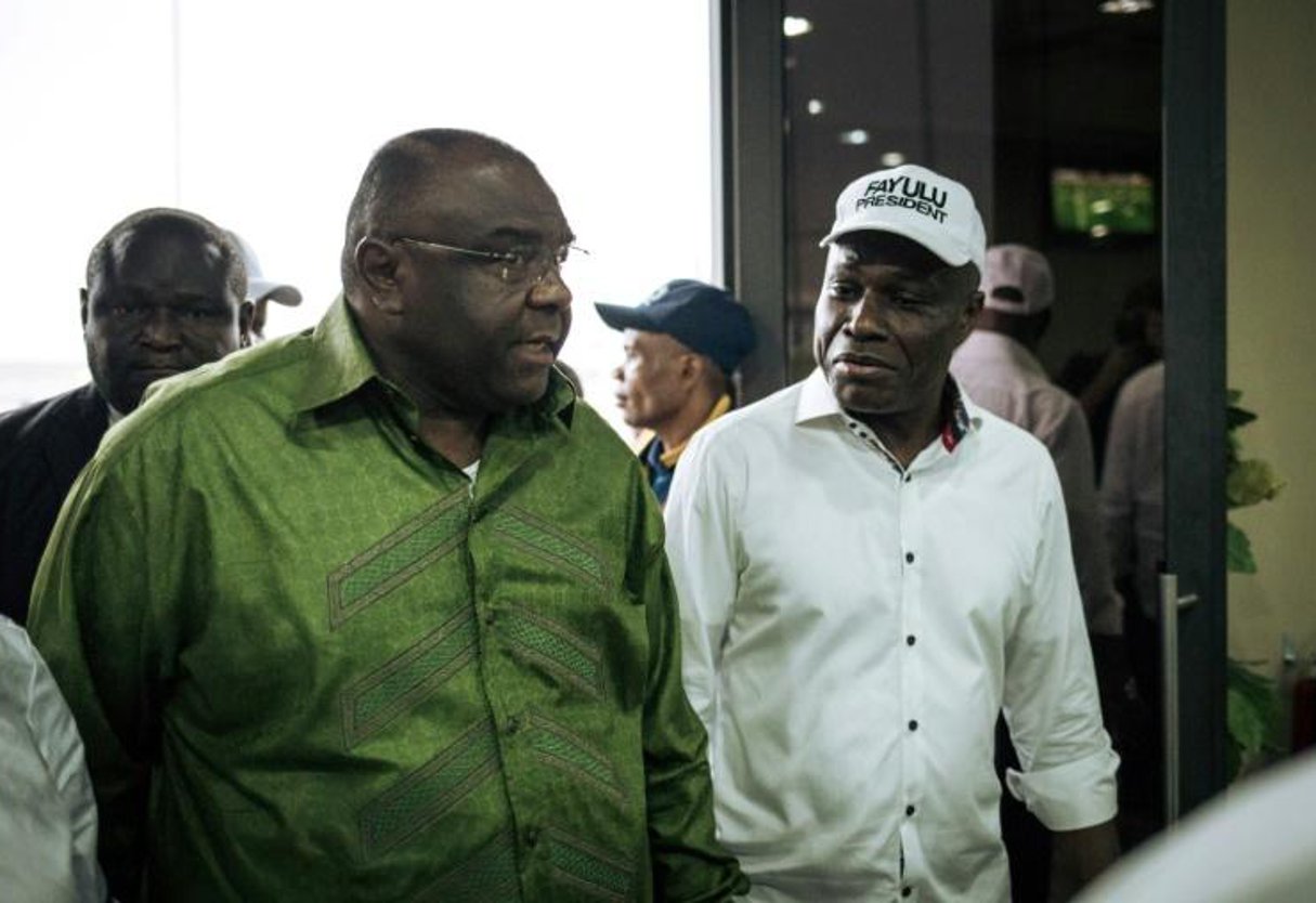 Jean-Pierre Bemba à l’aéroport de Kinshasa en RDC, le 23 juin 2019. © AFP/ALEXIS HUGUET