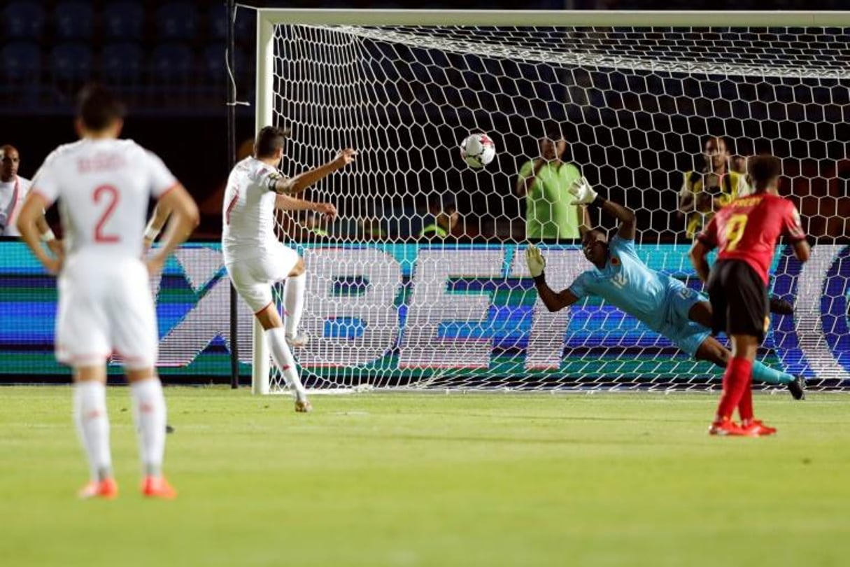 Le milieu de terrain de la Tunisie, Youssef Msakni, buteur lors du match nul 1-1 face à l’Angola en Coupe d’Afrique des Nations le 24 juin 2019 à Suez. © Fadel Senna /  afp.com