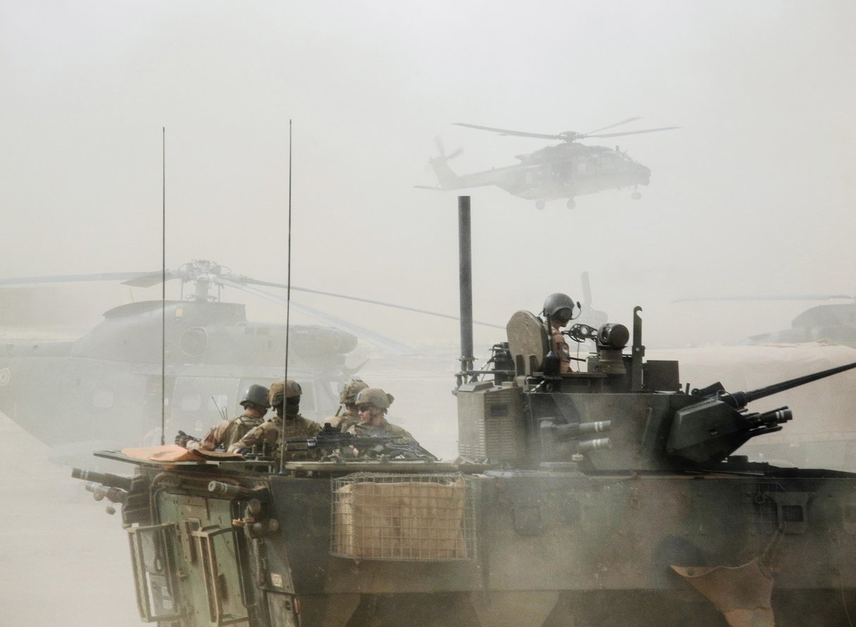 Opération de la force française Barkhane dans la région de Gourma, en mars. © AFP