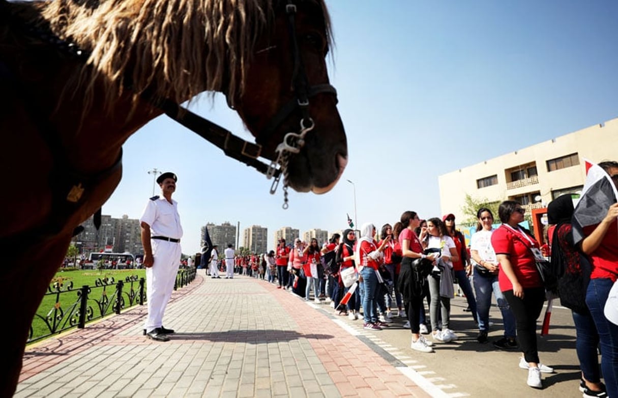 A quelques heures de la cérémonie d’ouverture de la CAN, aux abords du Stade international du Caire, le 21 juin 2019. © Mohamed Abd El Ghany/REUTERS