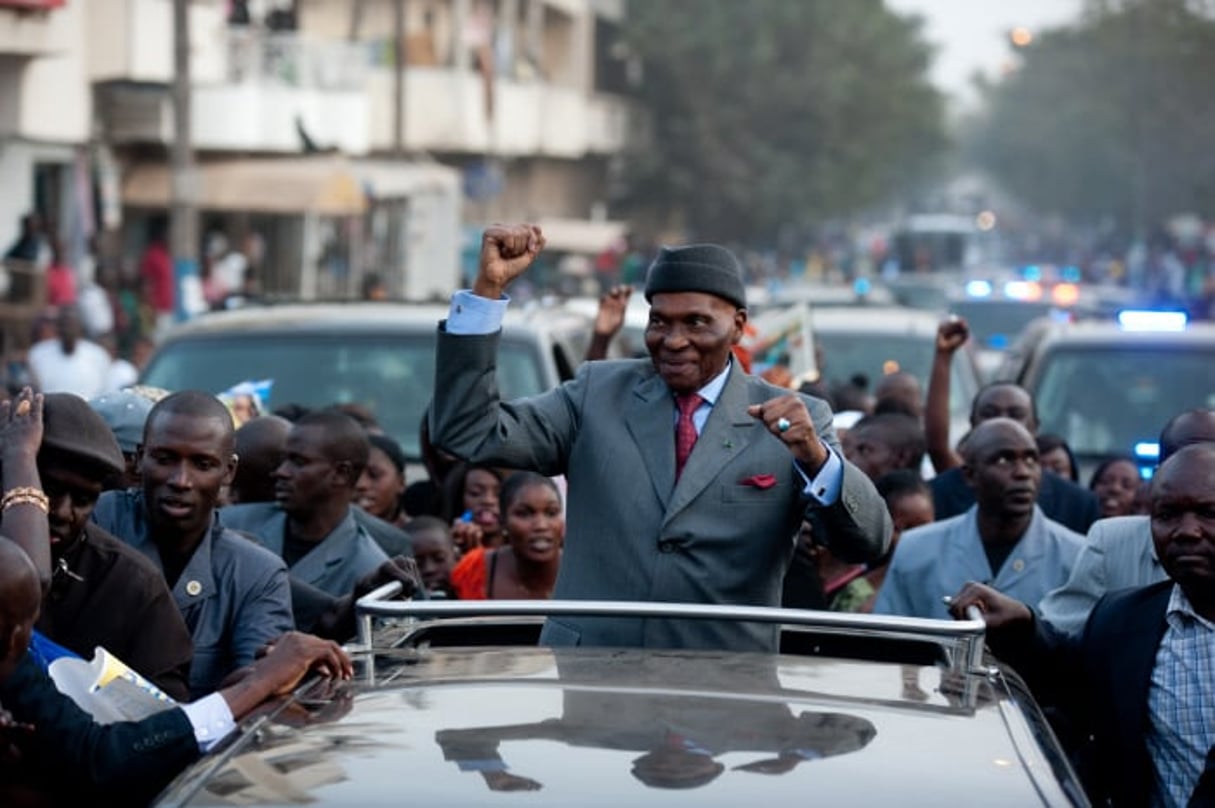 Abdoulaye Wade  fait sa première apparition publique à Dakar dans le cadre de la campagne électorale de 2012. © Jessica Vieux pour Jeune Afrique