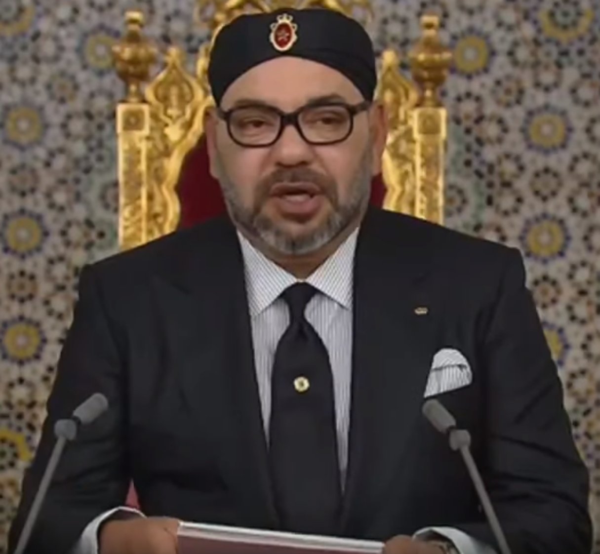 Le roi du Maroc, Mohammed VI, lundi 29 juillet 2019 à l’occasion du 20e discours du Trône de son règne. © YouTube/ANM TV