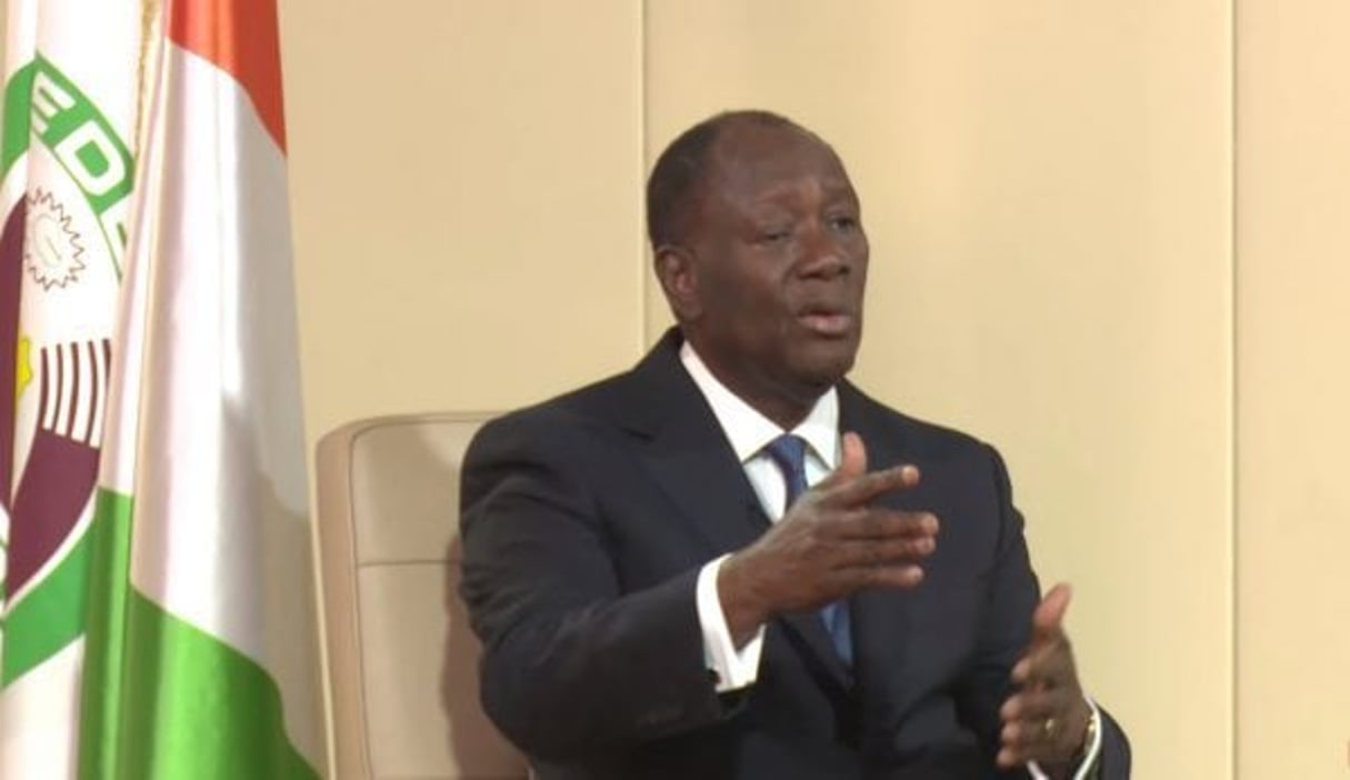 Alassane Ouattara, le 6 août 2019, lors de son interview à la veille de la fête nationale ivoirienne. © Youtube/ RTI Officiel