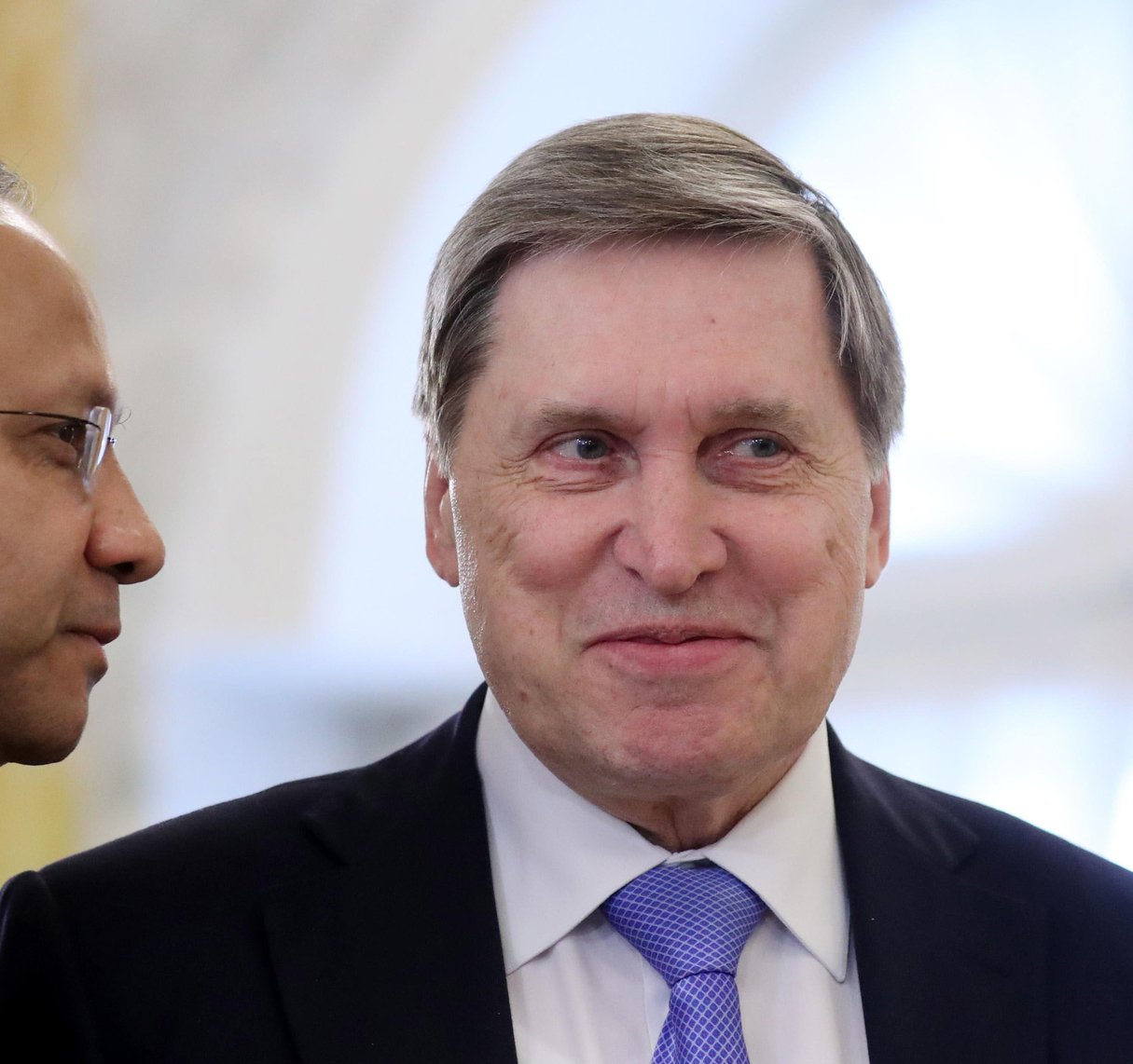 J9AHHX ST PETERSBURG, RUSSIA  JUNE 1, 2017: Indian Ambassador to Russia Pankaj Saran (L) and Russian Presidential Aide Yuri Ushakov at a ceremony to sign joint Russian-Indian documents on the sidelines of the 2017 St Petersburg International Economic Forum [SPIEF 2017]. Sergei Savostyanov/TASS Host Photo Agency. © Photo12/Alamy &copy; Photo12/Alamy