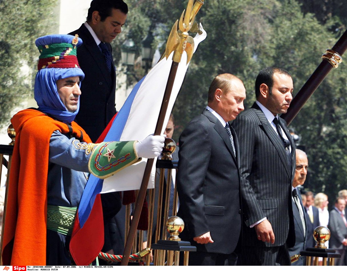 Vladimir Poutine reçu par Mohammed VI à Casablanca, en 2006. &copy; MIKHAIL METZEL/AP/SIPA