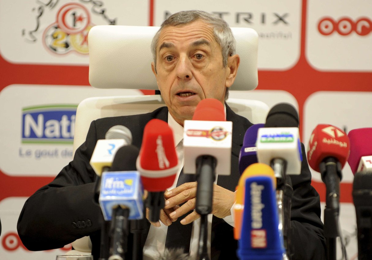 Le désormais ex-sélectionneur tunisien Alain Giresse, lors d’une conférence de presse organisée en décembre 2018 à Tunis. © Hassene Dridi/AP/SIPA