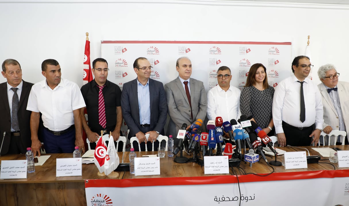 Les membres de la commission électorales à Tunis, le 14 août 2019 © Mohamed Krit/SIPA USA