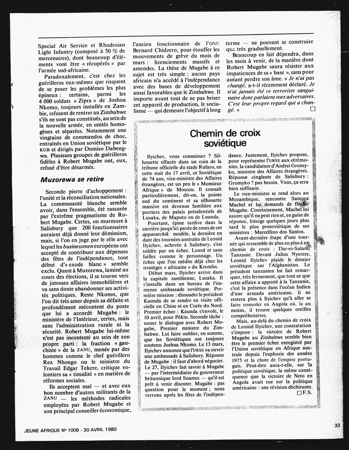 Article daté du 30 avril 1980 &copy; Archives JA