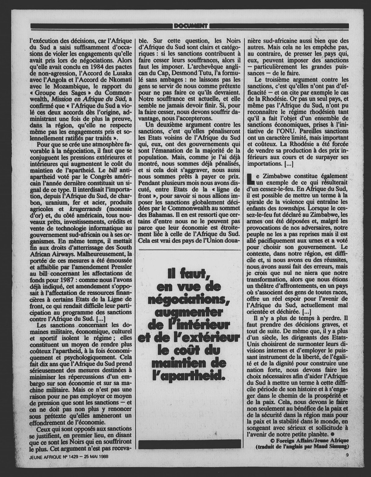 Article daté du 25 mai 1988 &copy; Archives JA