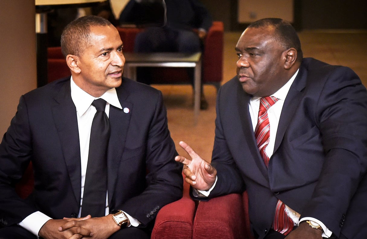 Moïse Katumbi et Jean-Pierre Bemba à Bruxelles en septembre 2018. © JOHN THYS / AFP
