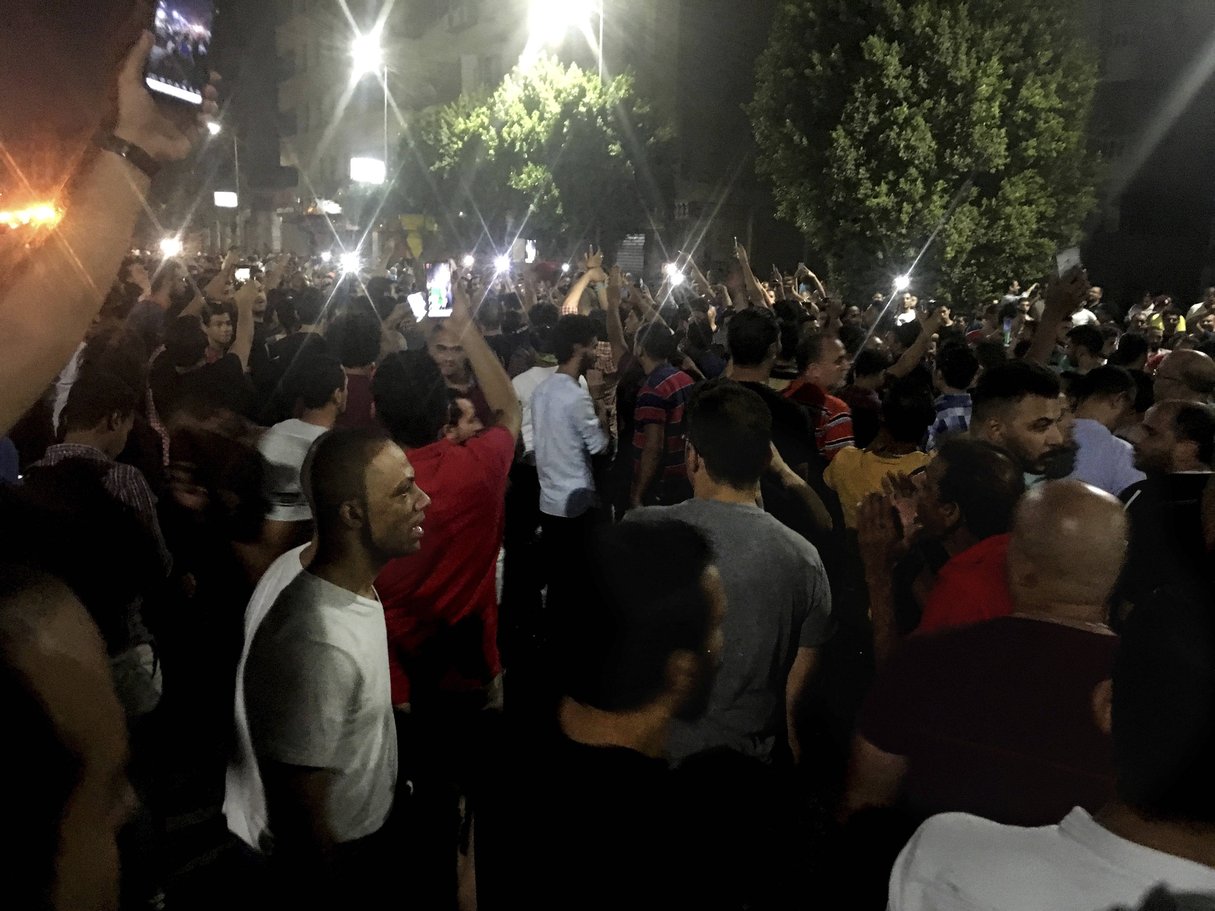 Des manifestants au Caire, le 21 septembre 2019. © Nariman El-Mofty/AP/SIPA