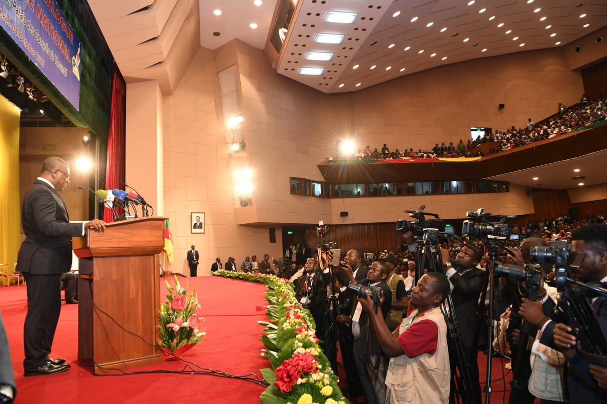 Joseph Dion Ngute, le Premier ministre camerounais, lors de l’ouverture du dialogue national à Yaoundé, le 30 septembre 2019. © DR / Dialogue national