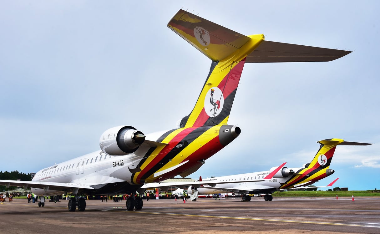 Uganda Airlines, la nouvelle compagnie nationale ougandaise, a acheté quatre jets régionaux CRJ-900 pour 180 millions de dollars. © Nicholas BAMULANZEKI / AFP