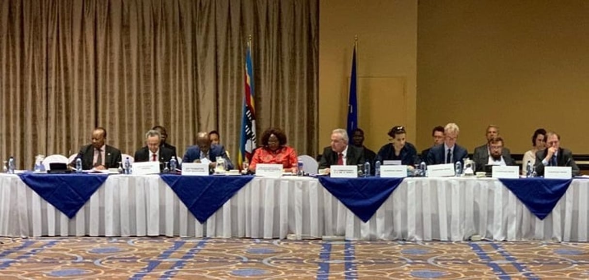 Les négociateurs en chef Neven Mimica et Robert Dussey et plusieurs ministres africains lors d’une réunion sur le partenariat entre l’UE et les 79 pays d’Afrique, des Caraïbes et du Pacifique (ACP), en mai 2019. © ACP