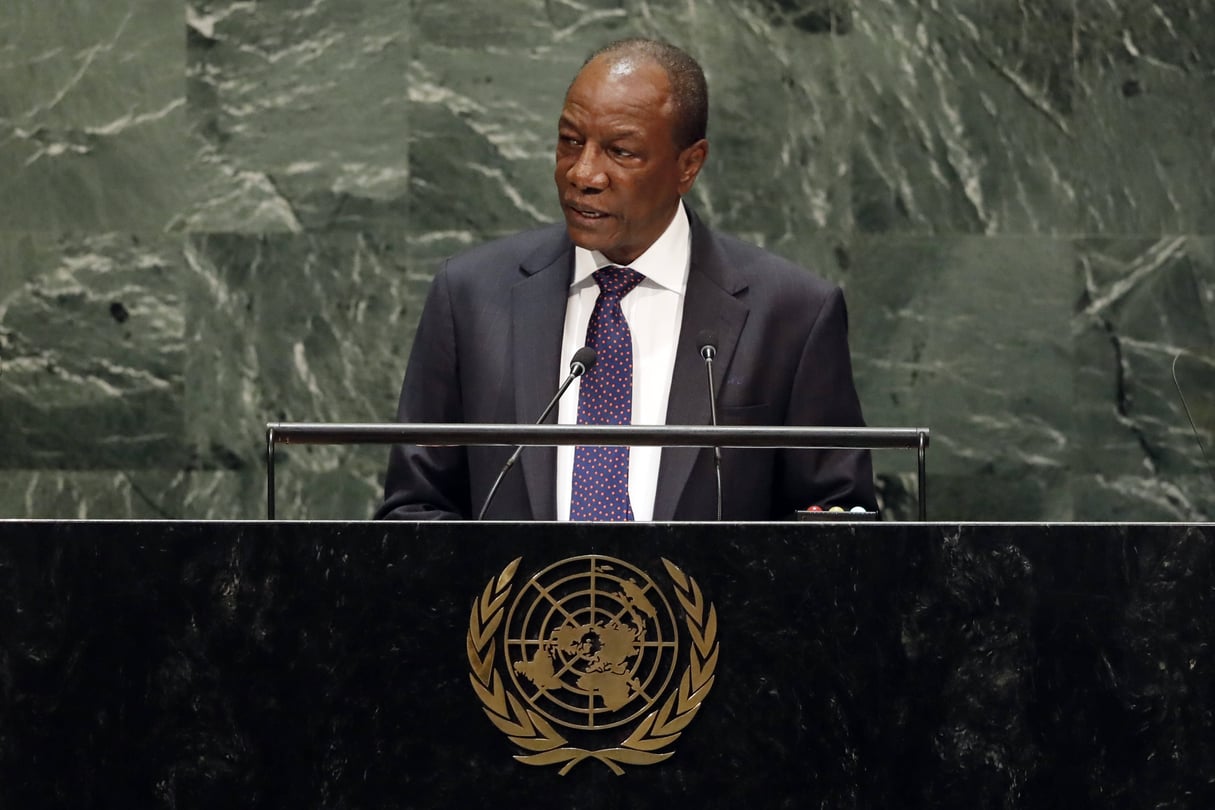 Alpha Condé lors de l'Assemblée générale des Nations unies, le 25 septembre 2019. &copy; Richard Drew/AP/SIPA