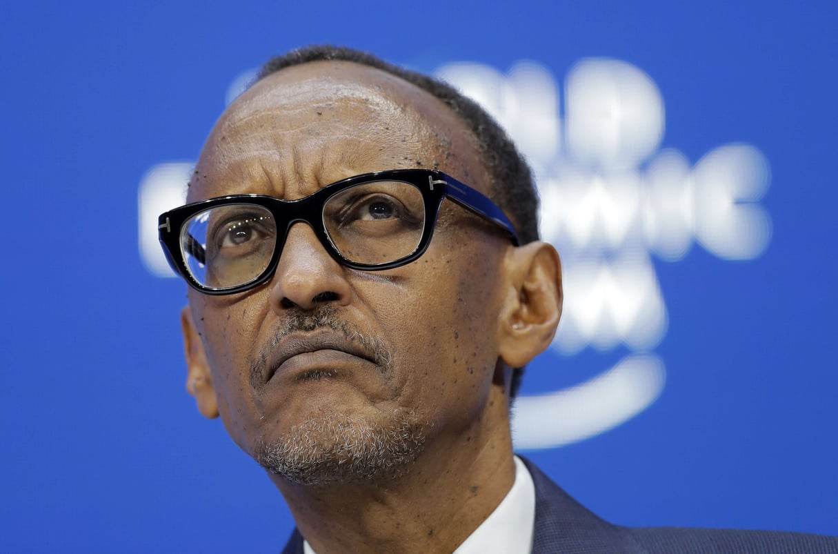 Le président rwandais Paul Kagame au Forum de Davos, le 24 janvier 2019. © Markus Schreiber/AP/SIPA