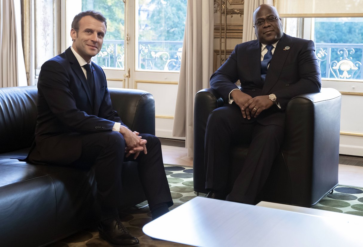 Le président français Emmanuel Macron et son homologue congolais Félix Tshisekedi lors du Forum de Paris sur la paix. &copy; Ian Langsdon/AP/SIPA