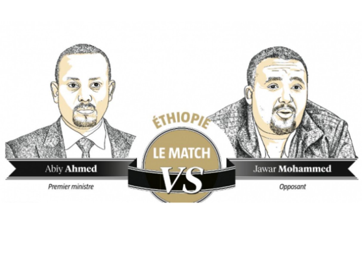 Abiy Ahmed, Premier ministre éthiopien, et Jawar Mohammed, l’un des principaux opposants. © Jeune Afrique