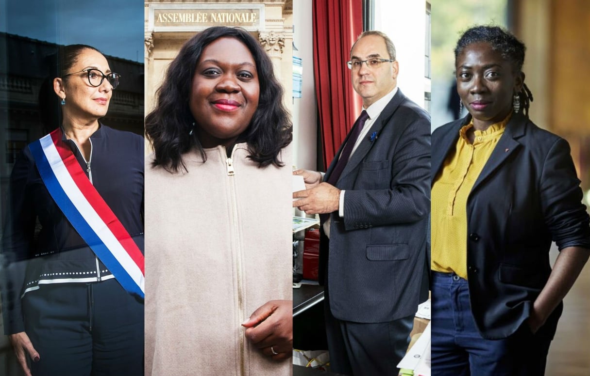 Les députés français Fadila Khattabi, Laetitia Avia, Brahim Hammouche, Danièle Obono. © Photomontage Jeune Afrique