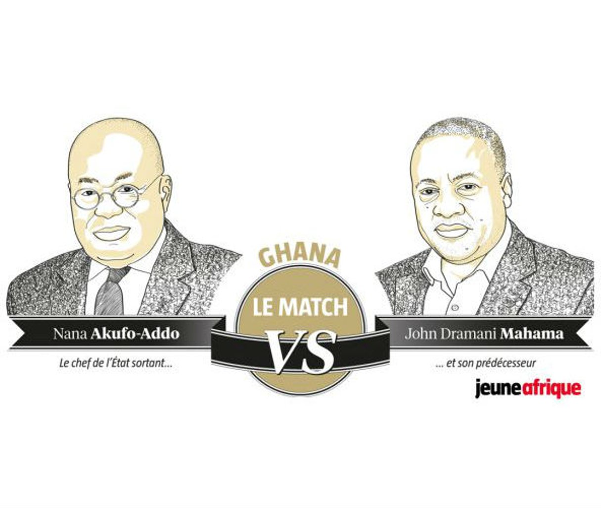 Nana Akufo-Addo et  John Dramani Mahama vont s’affronter à la présidentielle. © Jeune Afrique