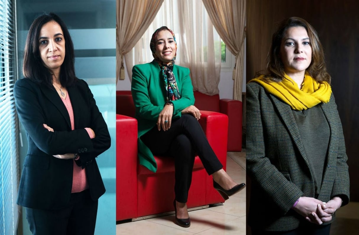 Bouaida Mbarka, Amina Mae el Ainine et Fatima Zahra Mansouri. © Montage JA / Photos : David Rodrigues pour JA