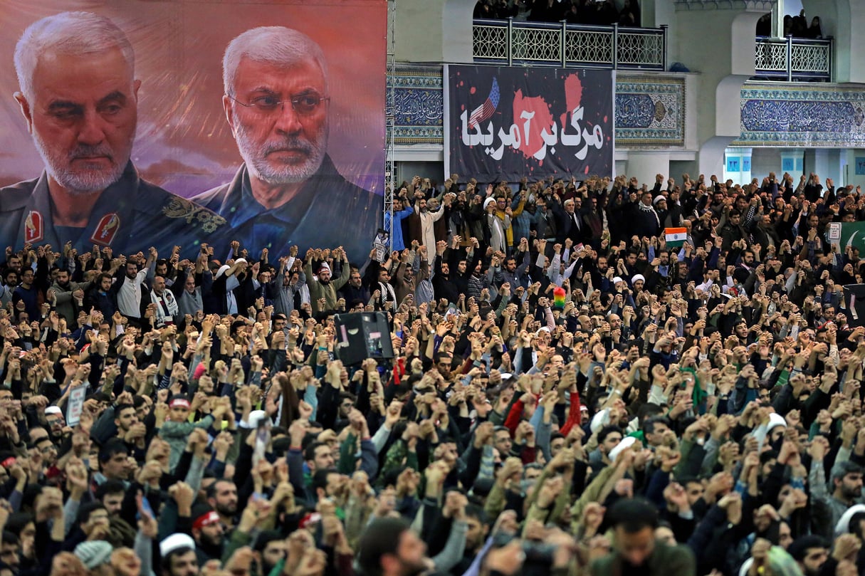 Des manifestants à Téhéran le 17 janvier 2020, après le raid américain qui a tué Qassem Soleimani. &copy; AP/SIPA