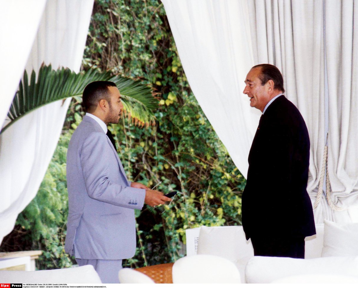 Mohammed VI et Jacques Chirac, à Rabat, le 29 octobre 1999. © LINH ALI/SIPA