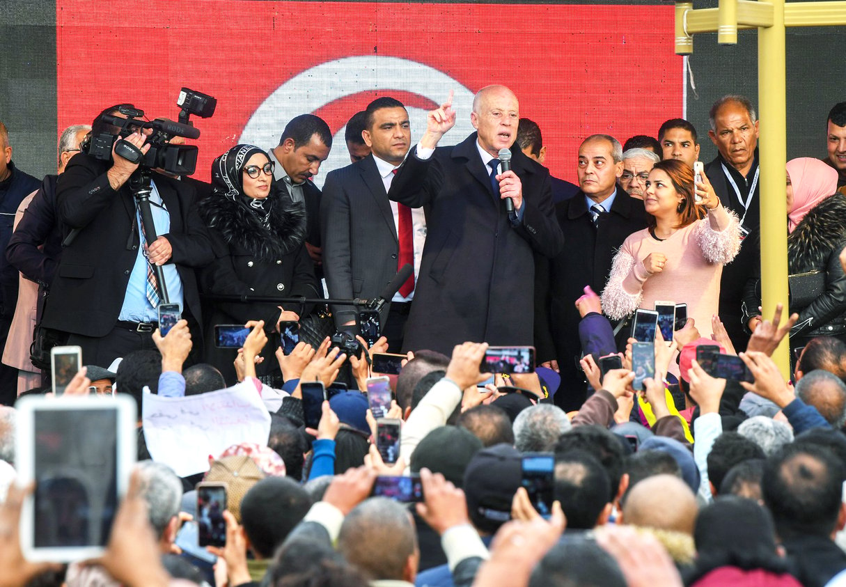 Kaïs Saïed, lors du discours de Sidi Bouzid, le 17 décembre 2019. &copy; AFP