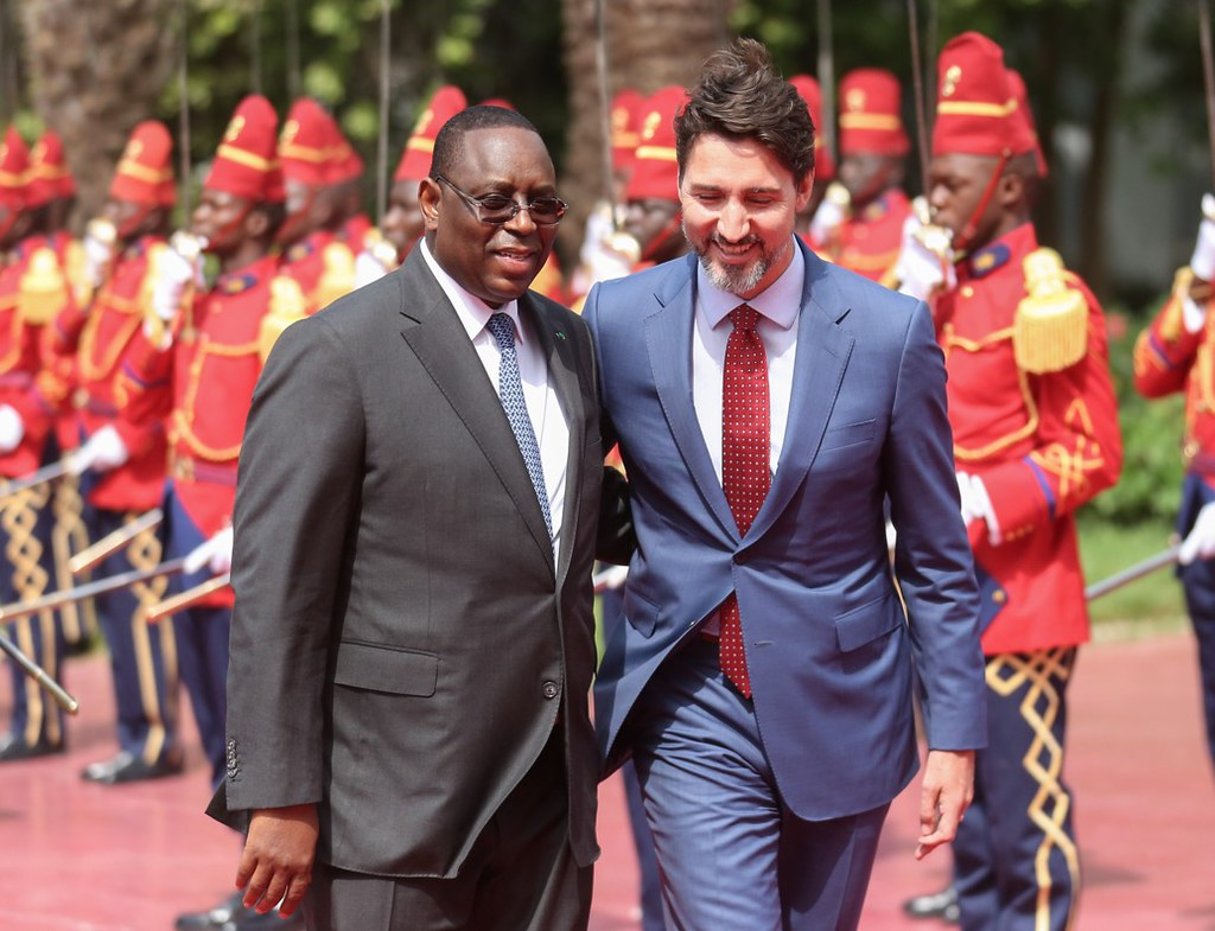 Le président Macky Sall accueille le Premier ministre canadien Justin Trudeau, à Dakar, le 13 février 2010. © DR / Présidence Sénégal / Photo : Papa Matar Diop